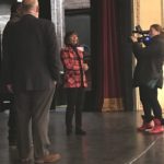 Brain and Gale on stage with Kevin and Aubrey talking about the Folly Theater Renovation plans.